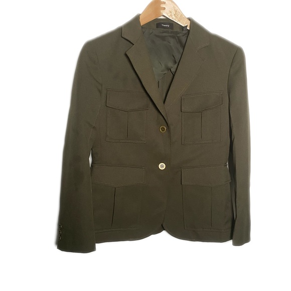 Theory Green Lackman Blazer Size 4 - Picture 4 of 10